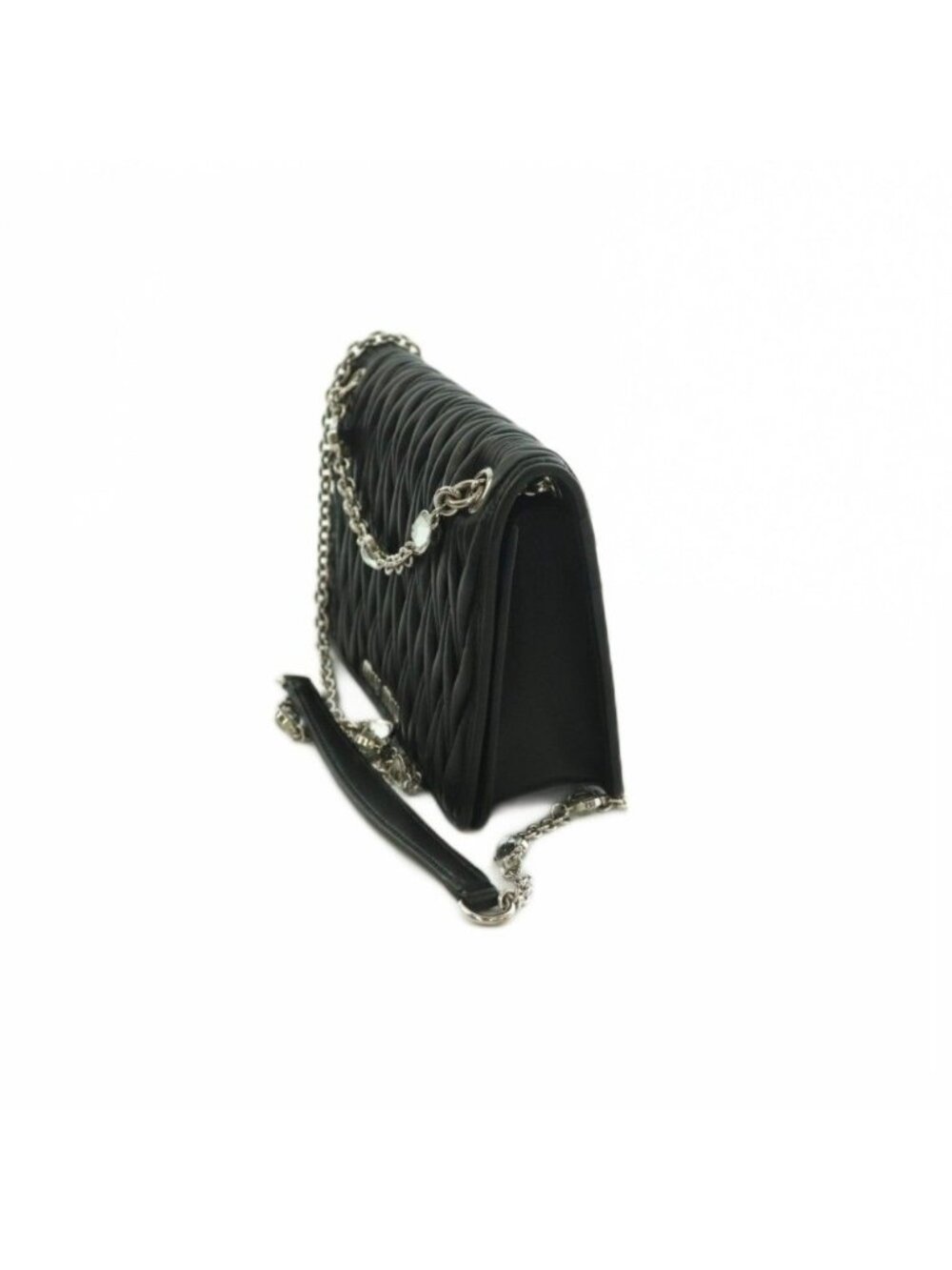 Miu Miu 2-Way Matelasse Shoulder Bag Tote Flap Nappa Leather Quilted Black - Picture 3 of 9